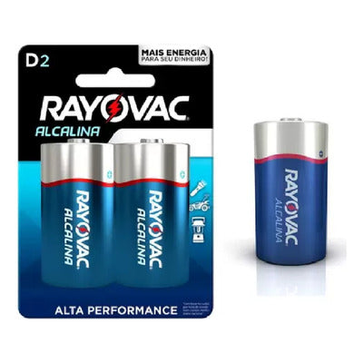 Pilha Alcalina Grande Cartela C/ 2pc (D2) Rayovac - Thony Ferragem