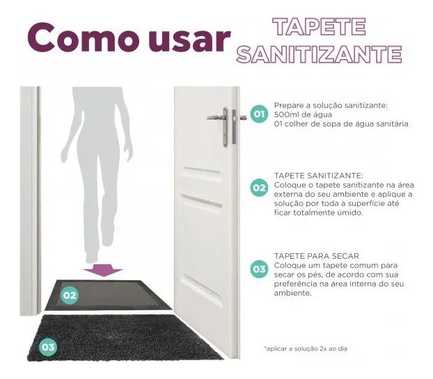 Tapete Sanitizante Preto 70cm X100cm Kapazi - Thony Ferragem