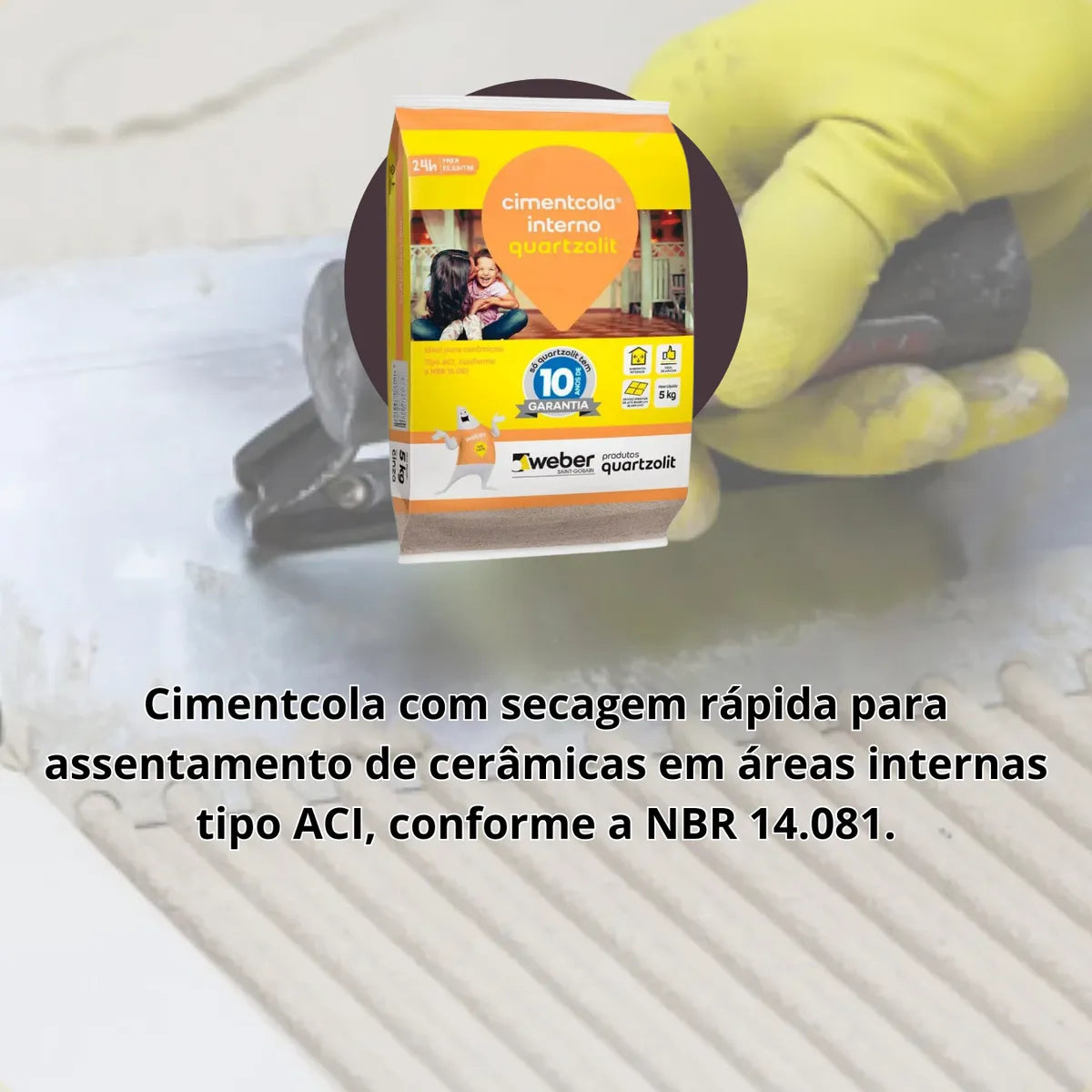 Cimentcola AC1 Interno Cinza 5kg Quartzolit - Thony Ferragem