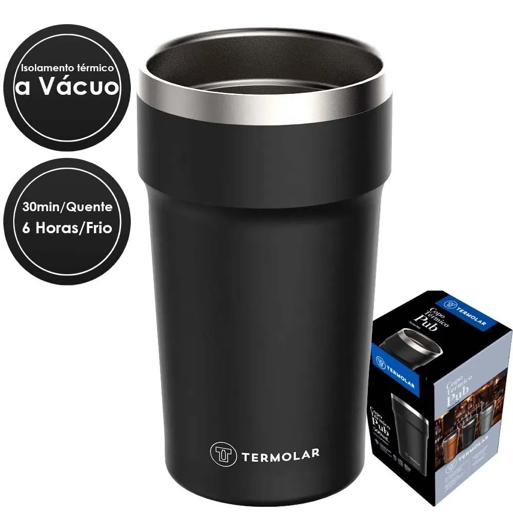 Copo Termico Pub Preto  500ml Termolar - Thony Ferragem
