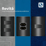 Conjunto 1 Interruptor Simples 10ax 4x2 Carbono Revita Soprano - Thony Ferragem