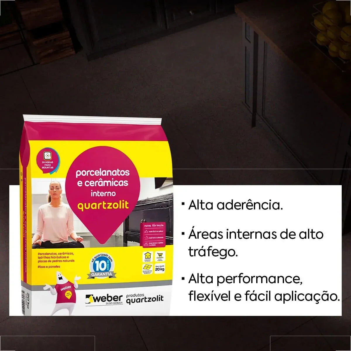 Argamassa Porcelanato Interno Cinza 20kg Quartzolit - Thony Ferragem