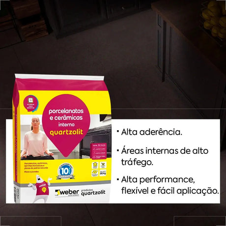 Argamassa Porcelanato Interno Cinza 20kg Quartzolit - Thony Ferragem