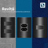 Conjunto  2 Tomada 2P+T 10A Carbono Revita Soprano - Thony Ferragem