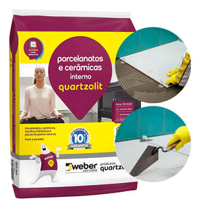 Argamassa Porcelanato Interno Cinza 20kg Quartzolit - Thony Ferragem