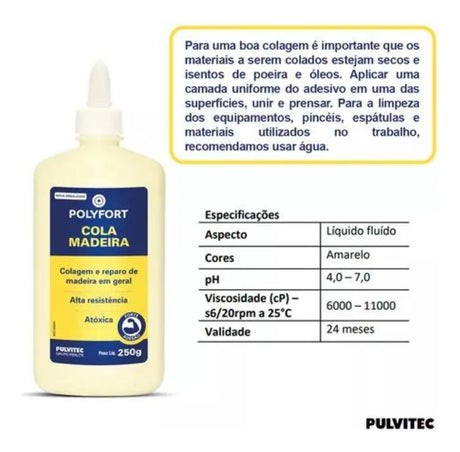 Cola para Madeira 250G Pulvitec - Thony Ferragem