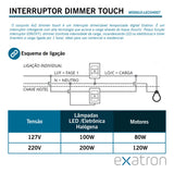 Conjunto 4x2 1 Interruptor Dimmer Touch Exatron - Thony Ferragem