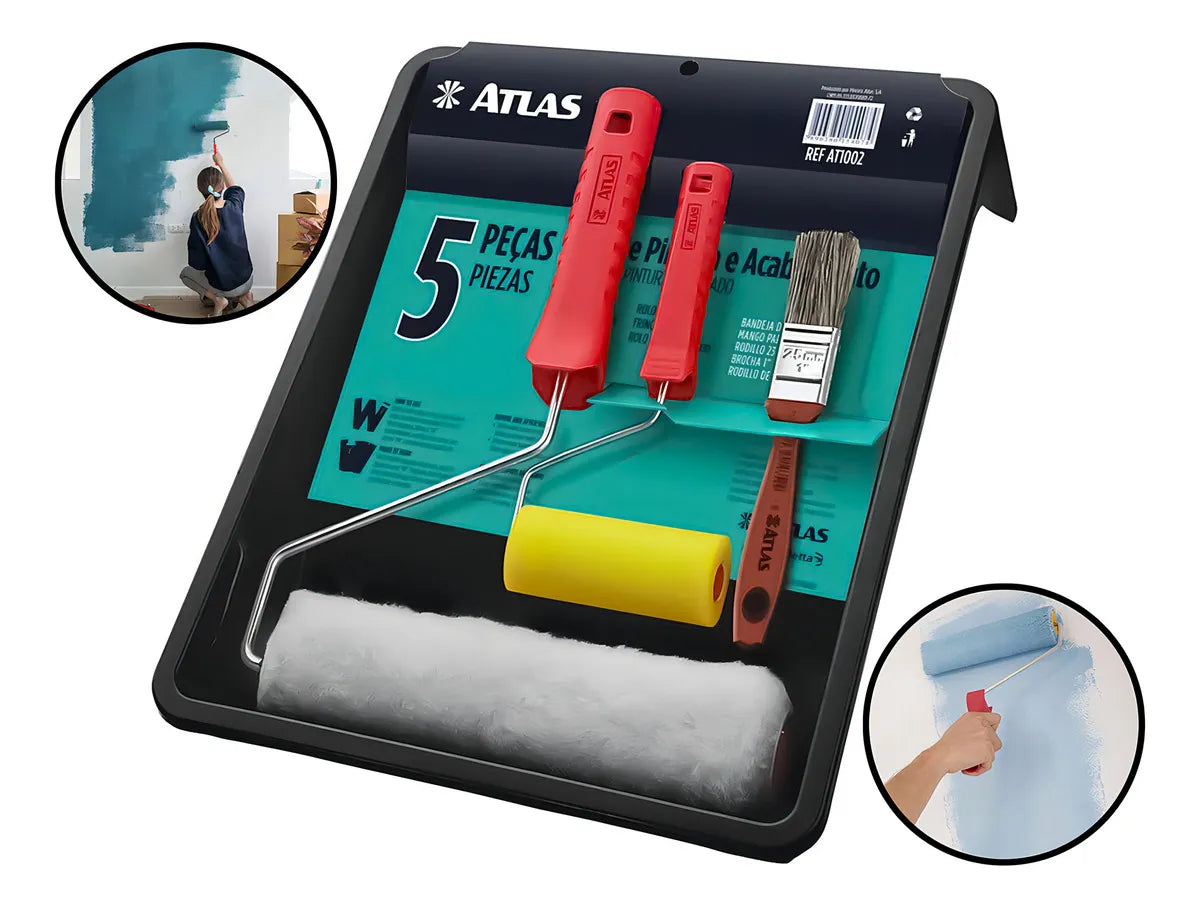 Kit De Pintura 5 Pecas Bandeja Preta Atlas - Thony Ferragem
