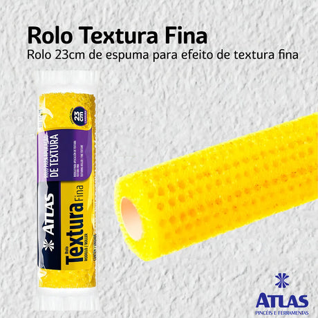 Rolo Textura Fina Espuma 23cm Atlas - Thony Ferragem