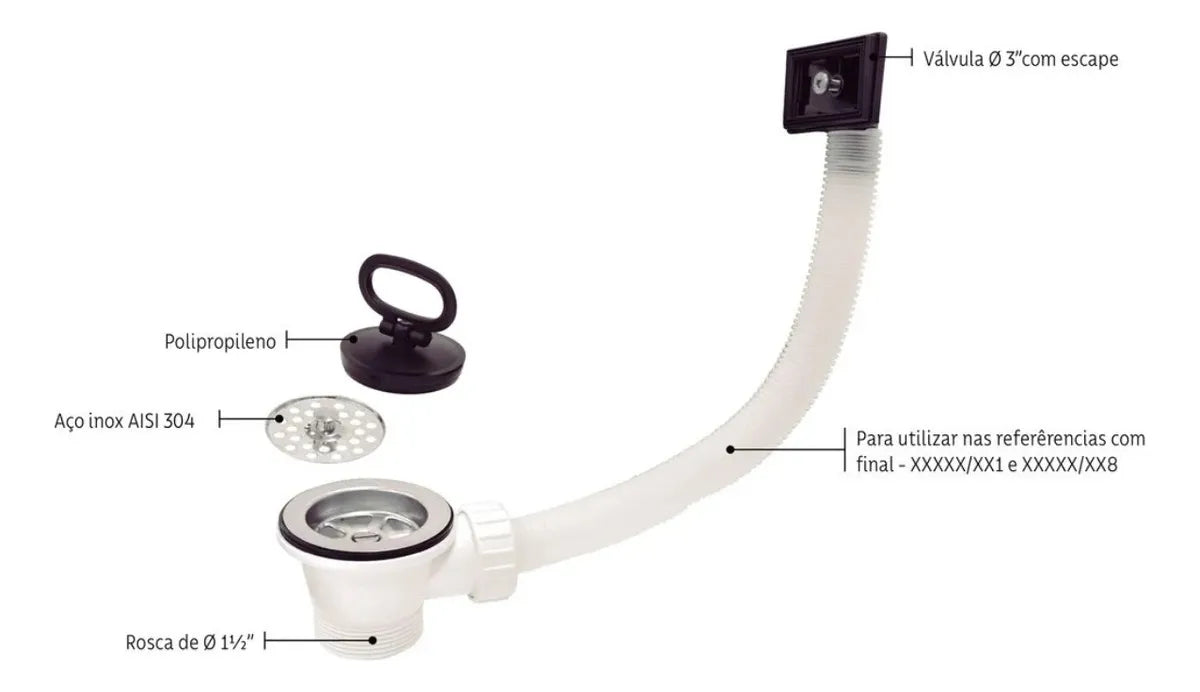 Válvula para Pia Inox 3" com Escape Tramontina - Thony Ferragem