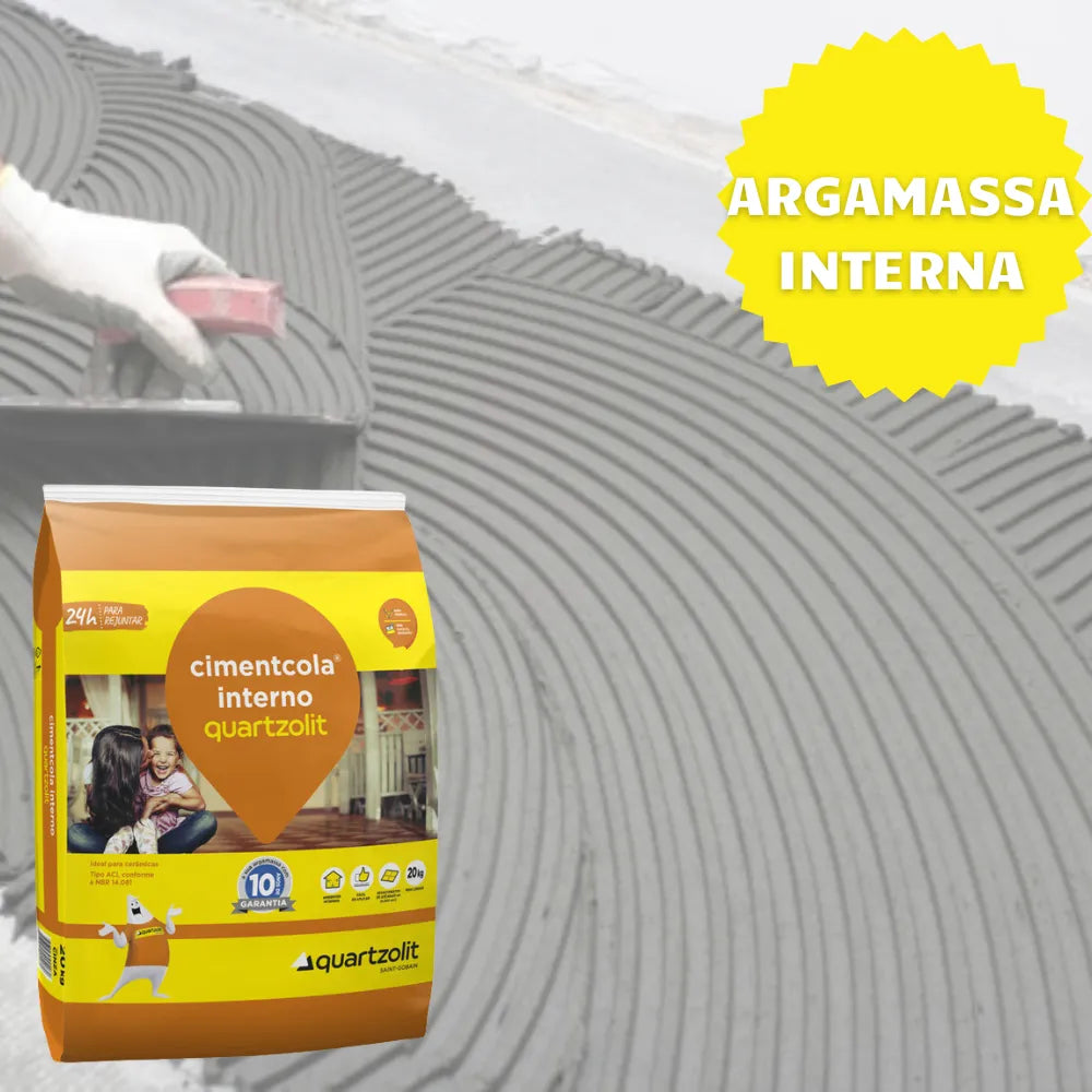 Cimentcola AC1 Interno Cinza 20kg Quartzolit - Thony Ferragem