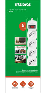 Filtro De Linha C/ 5 Tomadas Epe 205 Branco 3m Intelbras - Thony Ferragem