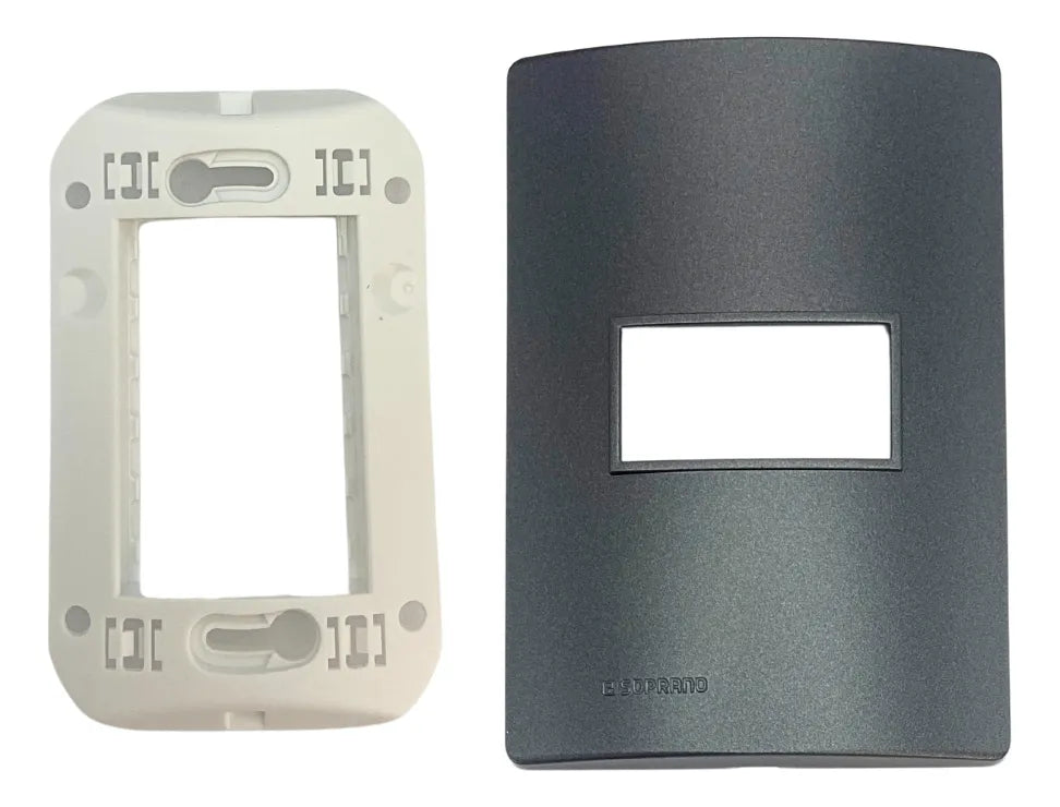 Conjunto  Placa 1m 4x2 + Suporte Carbono Revita Soprano - Thony Ferragem