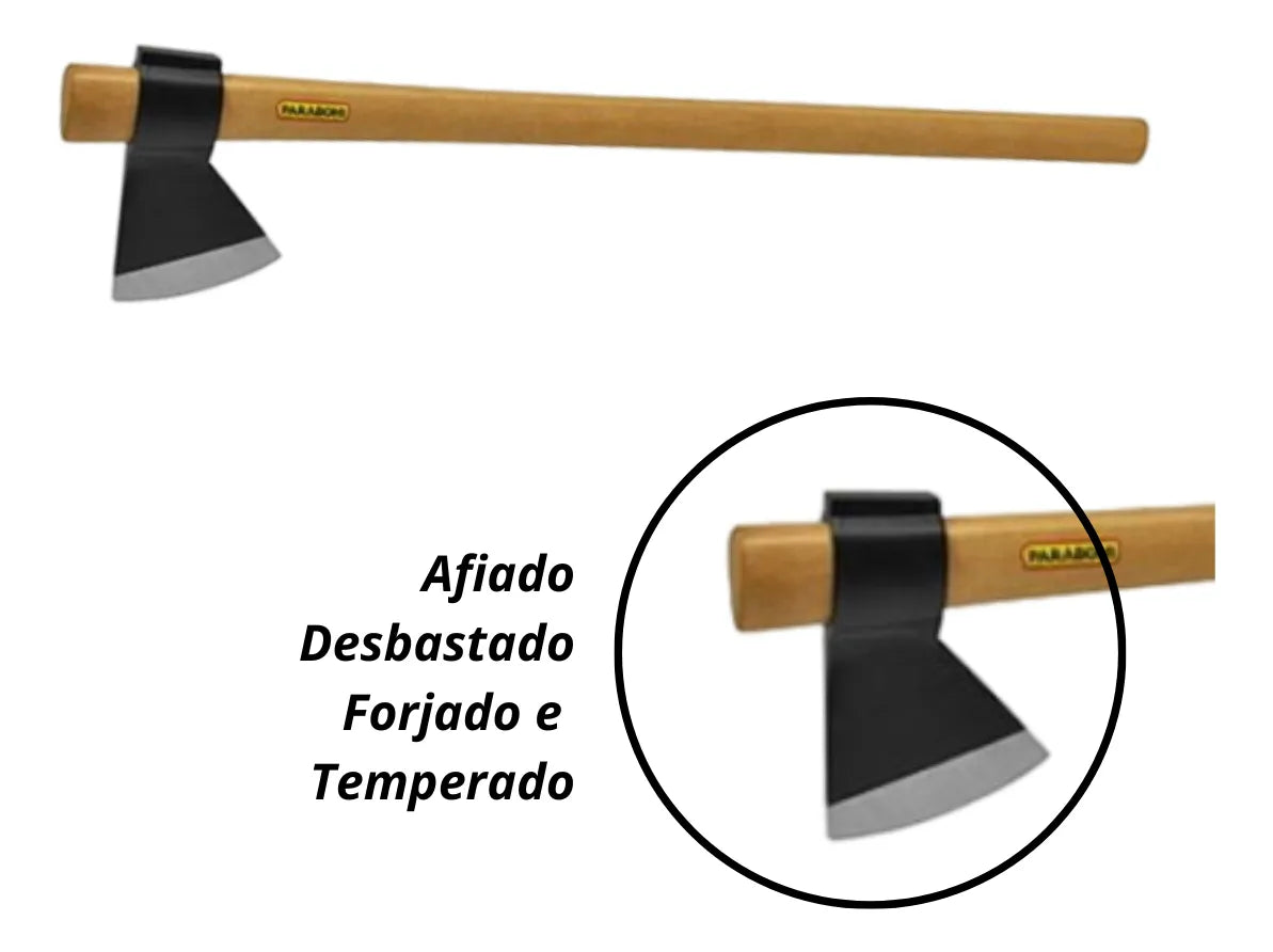Machado Lenhador C/ Cabo Madeira 100cm Paraboni - Thony Ferragem