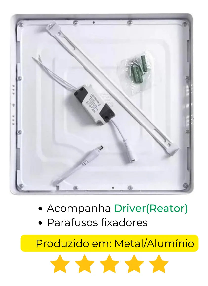 Kit 10 Painéis Led  24W Sobrepor 3000K Borda Infinita Taschibra - Thony Ferragem