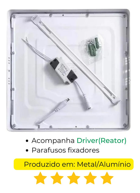 Kit 10 Painéis Led  24W Sobrepor 3000K Borda Infinita Taschibra - Thony Ferragem