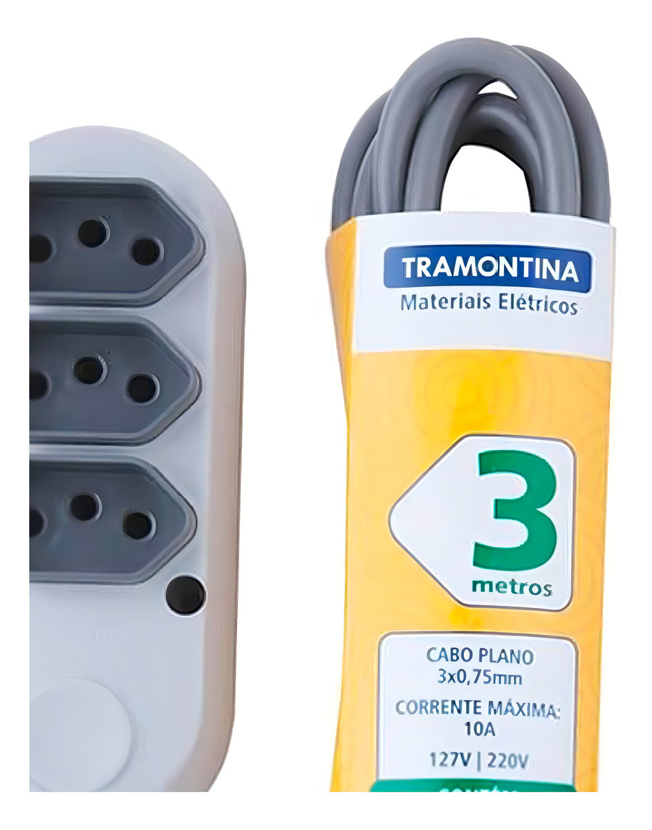 Extensao Eletrica 3 Tomadas 2p+T 10a/250v 3m Tramontina - Thony Ferragem