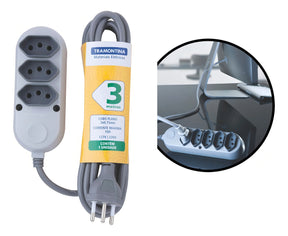 Extensao Eletrica 3 Tomadas 2p+T 10a/250v 3m Tramontina - Thony Ferragem