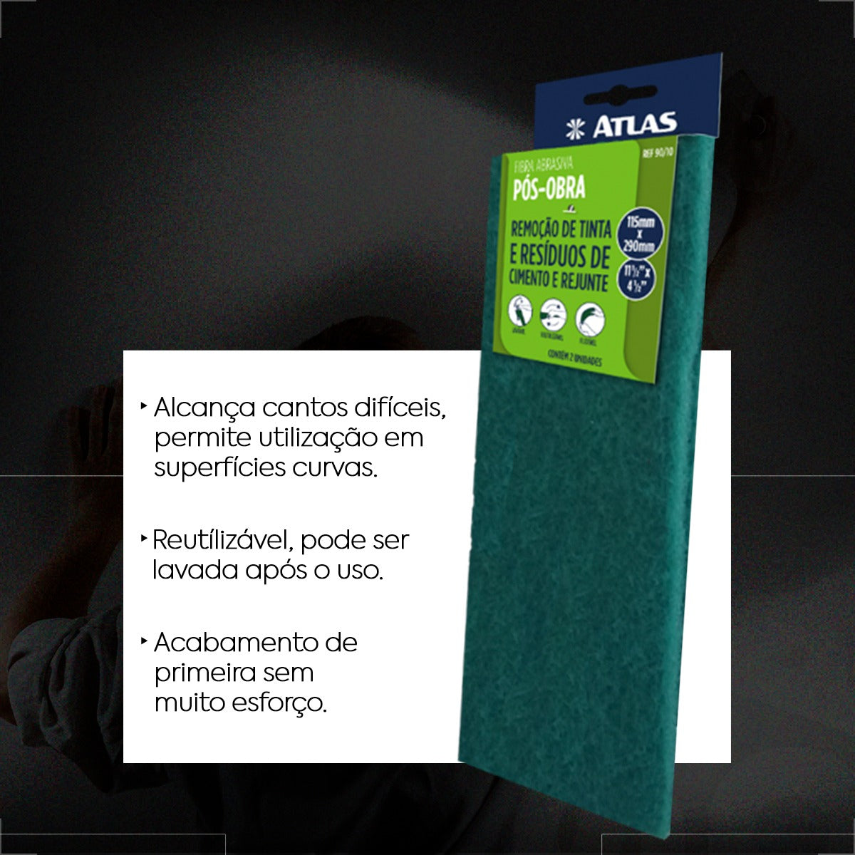 Fibra Abrasiva Media 11cmx27cm Atlas - Thony Ferragem