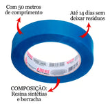 Fita Crepe Azul Pintura Imobiliaria Parede 18mm X 50m Adere - Thony Ferragem