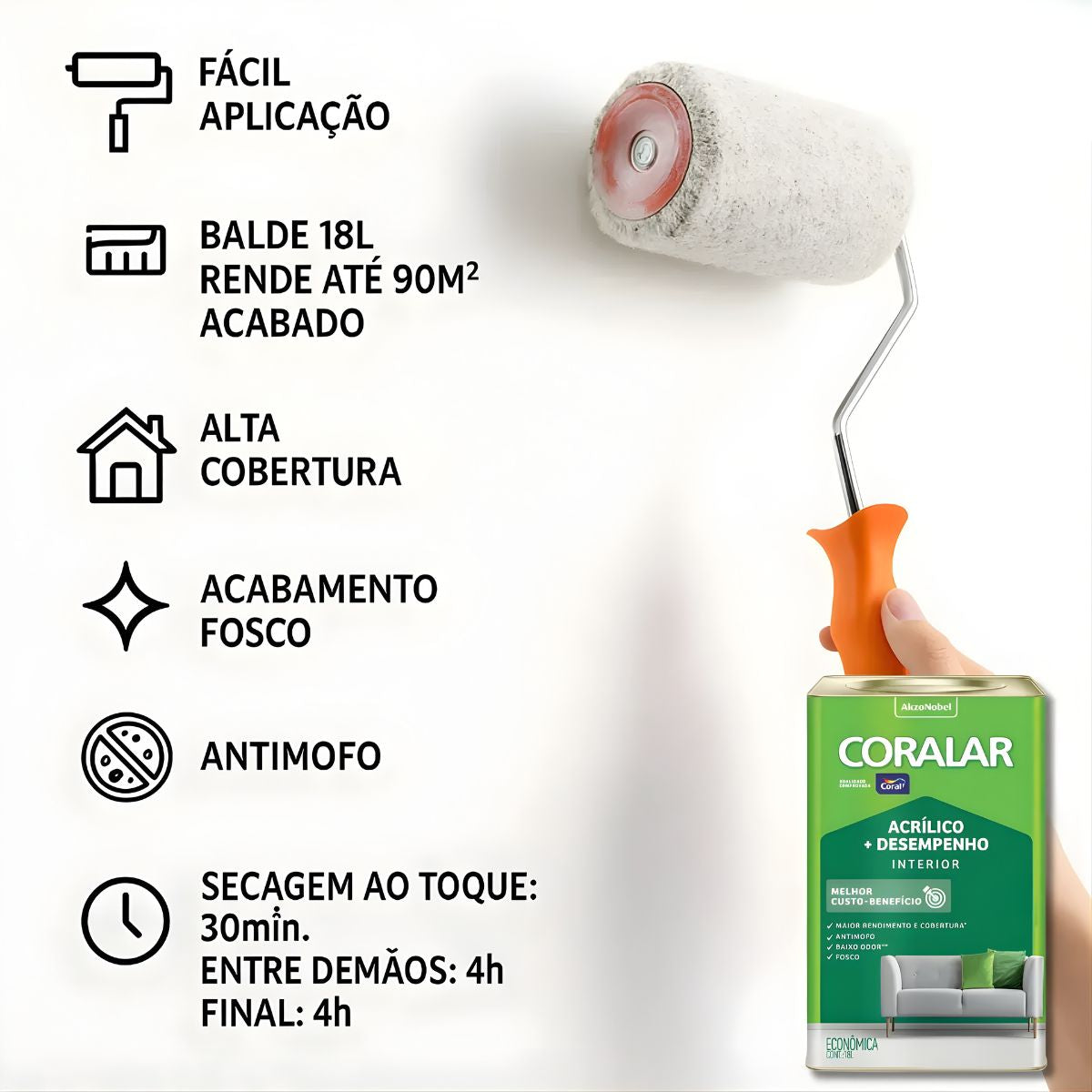 Coralar Acrilico Fosco  Branco 18l Coral