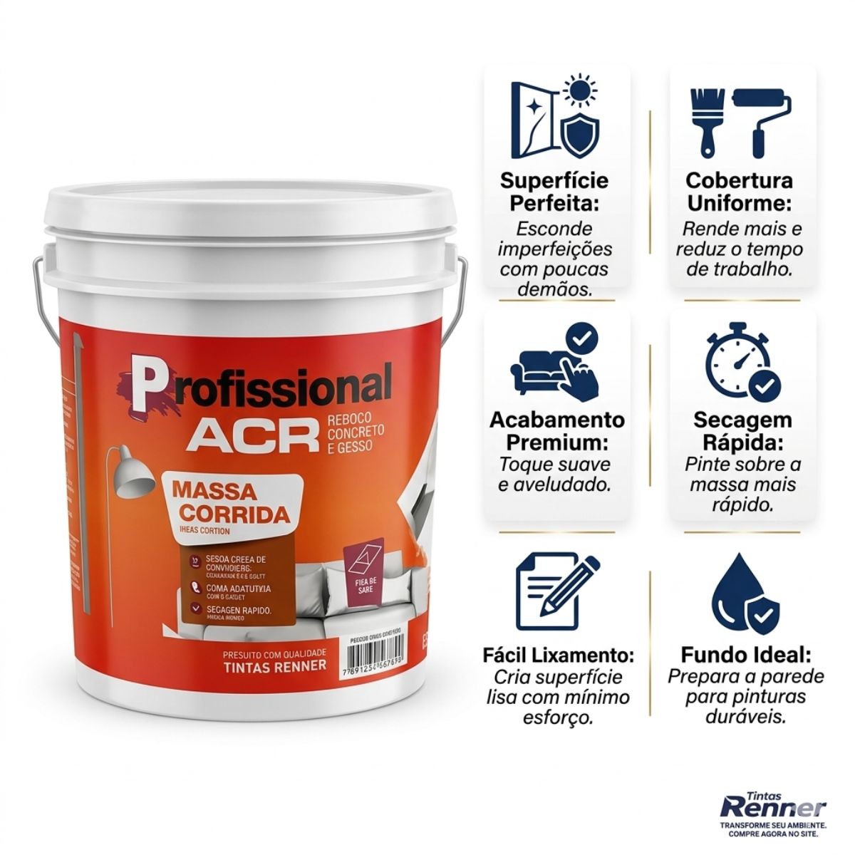 Massa Corrida ACR Branca 25kg Renner