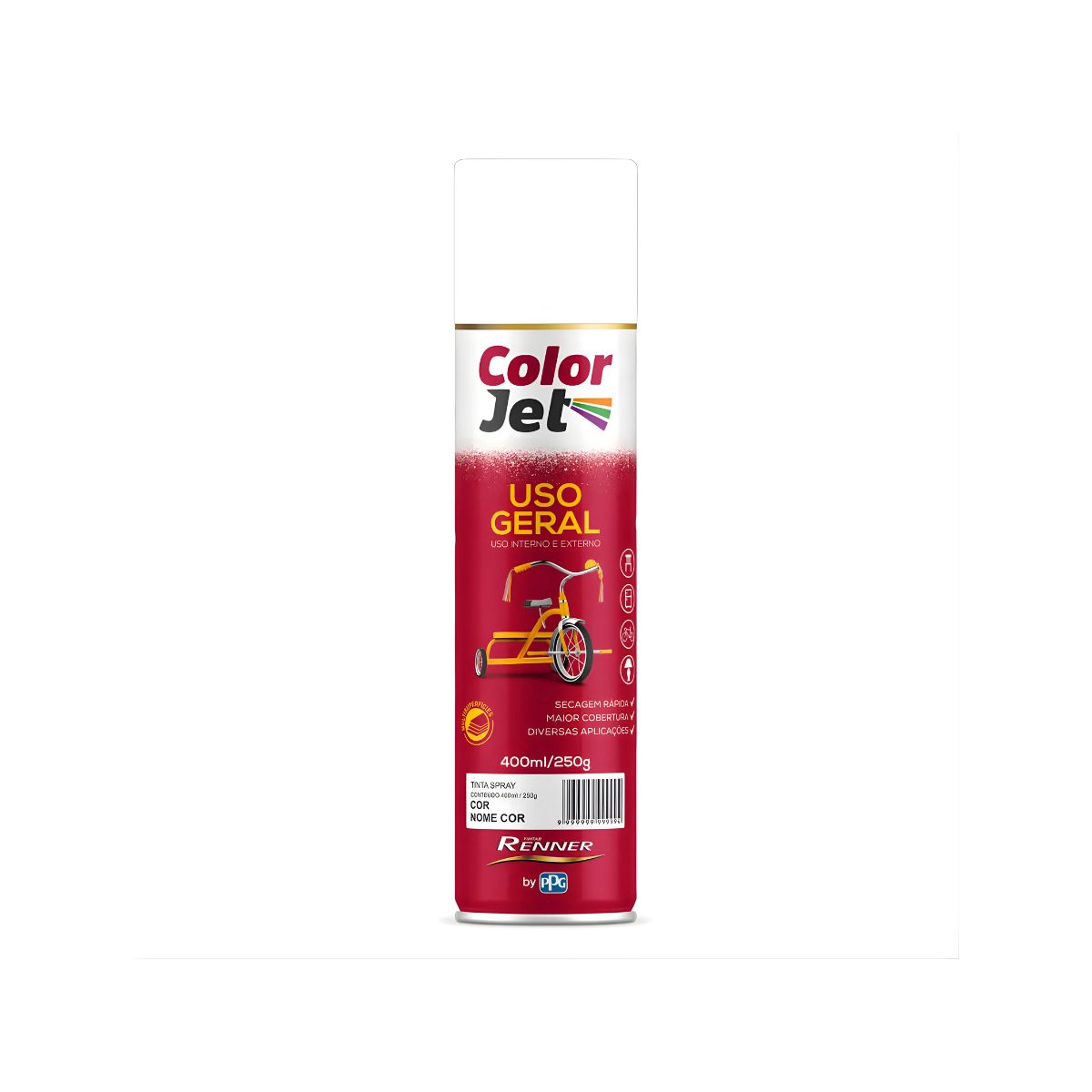 Spray Color Jet Uso Geral Branco Brilhante 400ml Renner