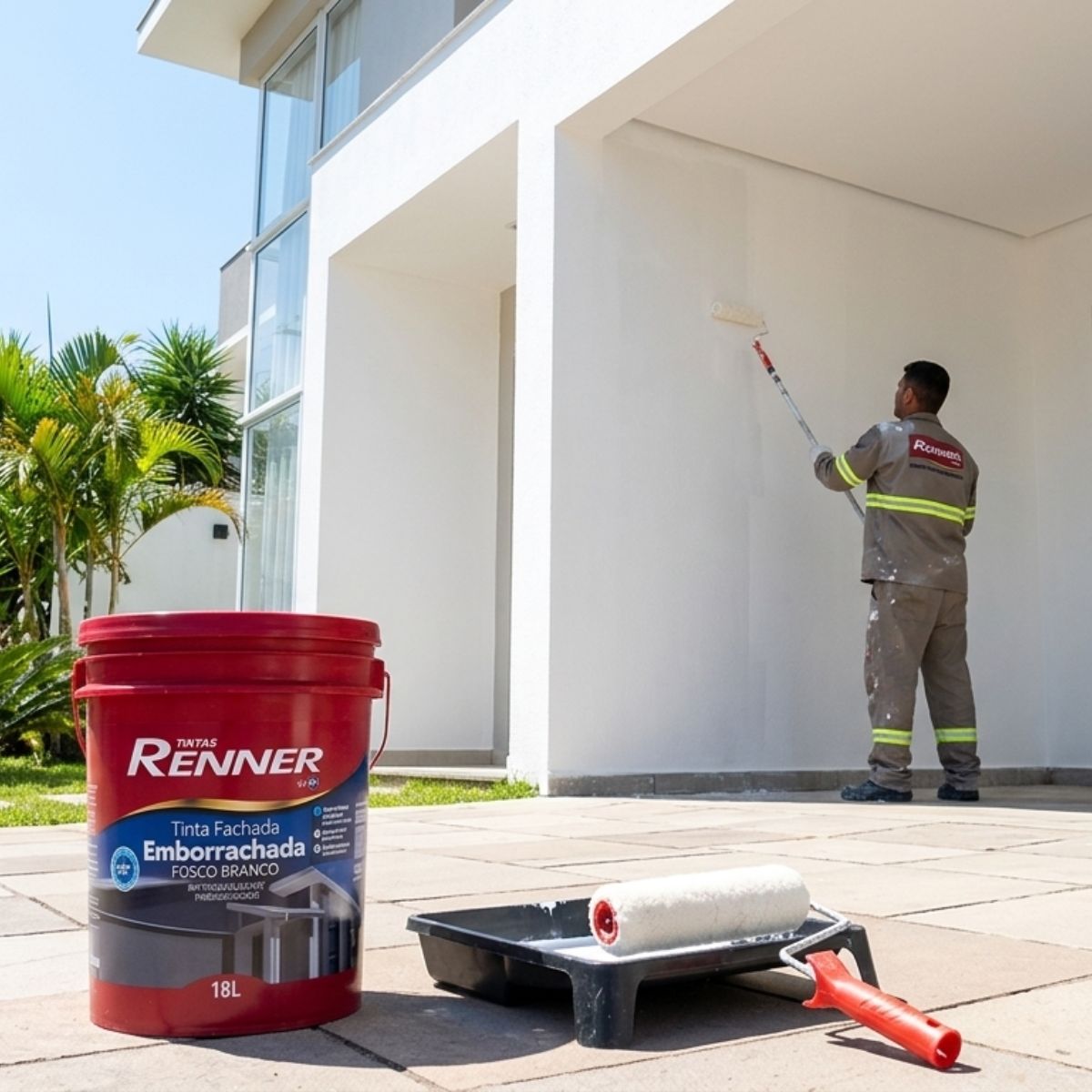 Tinta Fachada Emborrachada Fosco Branco 18L Renner
