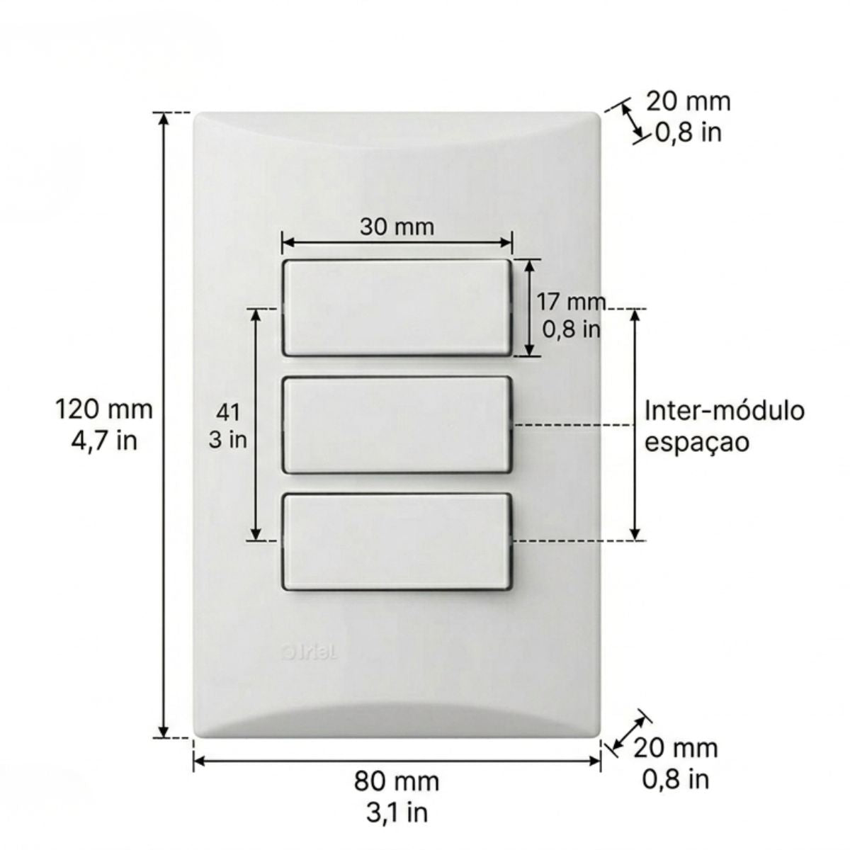 Conjunto 4x2 3 Interruptor Simples - Iris Iriel