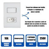 Conjunto Interruptor  Simples + Tomada 2p+T 10A Liz Tramontina