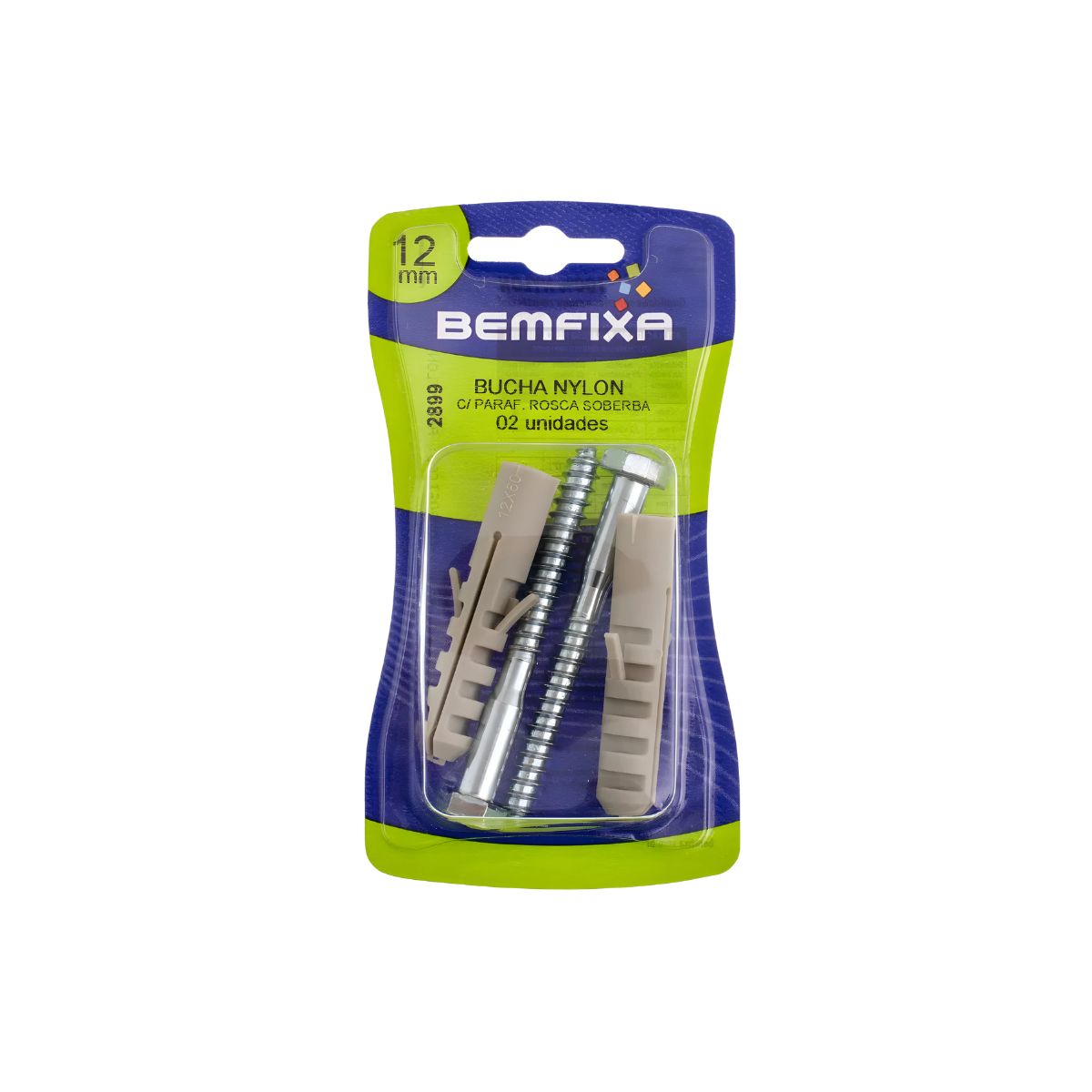 Bucha 12mm+Parafuso Cabeça Sextavada BemFixa