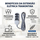 Extensao Eletrica 3 Tomadas 2p+T 10a/250v 1,5m Tramontina