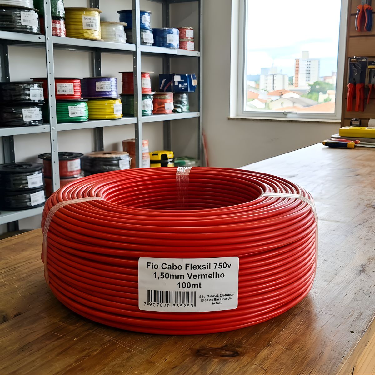 (Rolo) Fio Cabo Flexsil 750v 1,50mm Vermelho 100mt