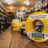 (Rolo) Fio Cabo Flexsil 750v 1,50mm Amarelo 100mt