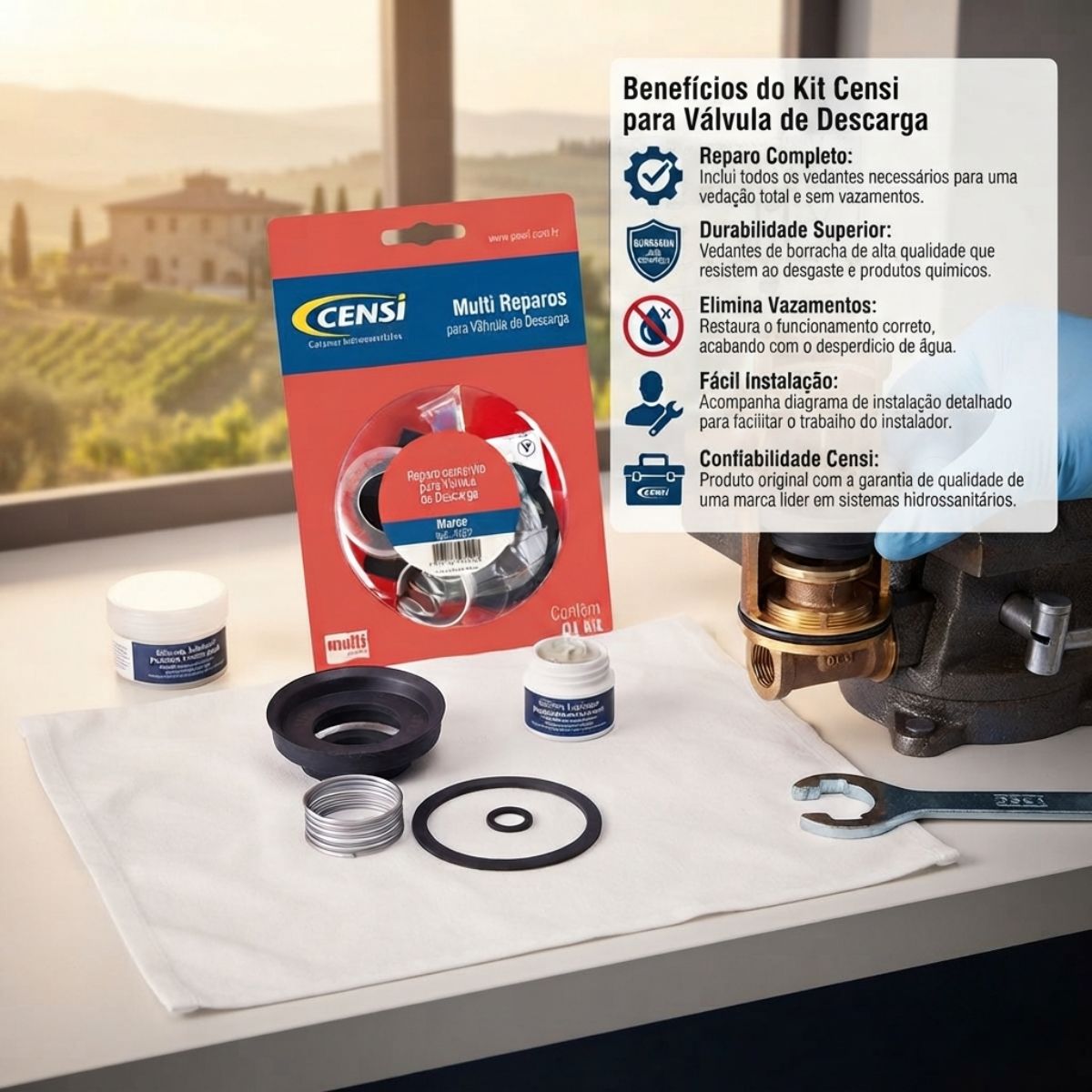 Kit Reparo para Válvula de Descarga Deca Hydra Luxo/Master 1.1/4" Censi