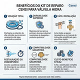 Kit Reparo para Válvula de Descarga Deca Hydra Unificada 1.1/4" e 1.1/2" Censi