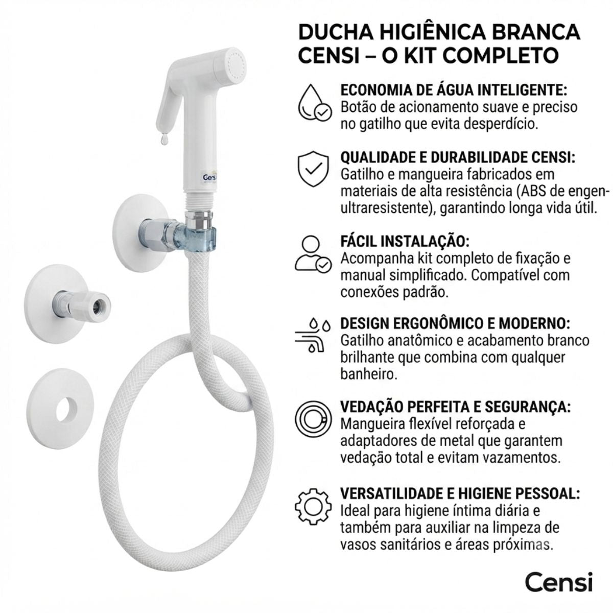 Engate Flexível PVC Ultraresistente Macho x Fêmea 1/2" 200 cm Censi