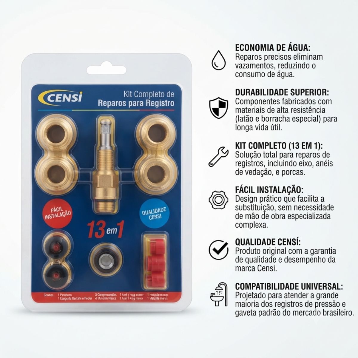 Kit Completo de Reparo para Registro Padrão Deca Censi