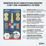 Kit Completo para Registro 13 em 1 com Acabamento C-50 Censi