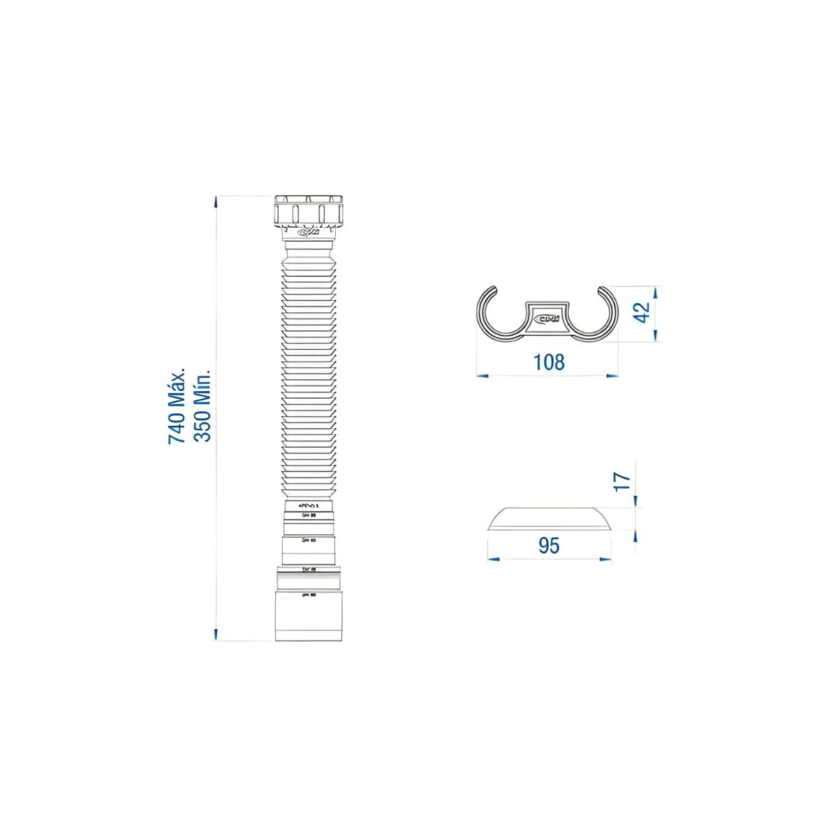 Sifão Tubo Extensível Universal 74cm Cromado Censi