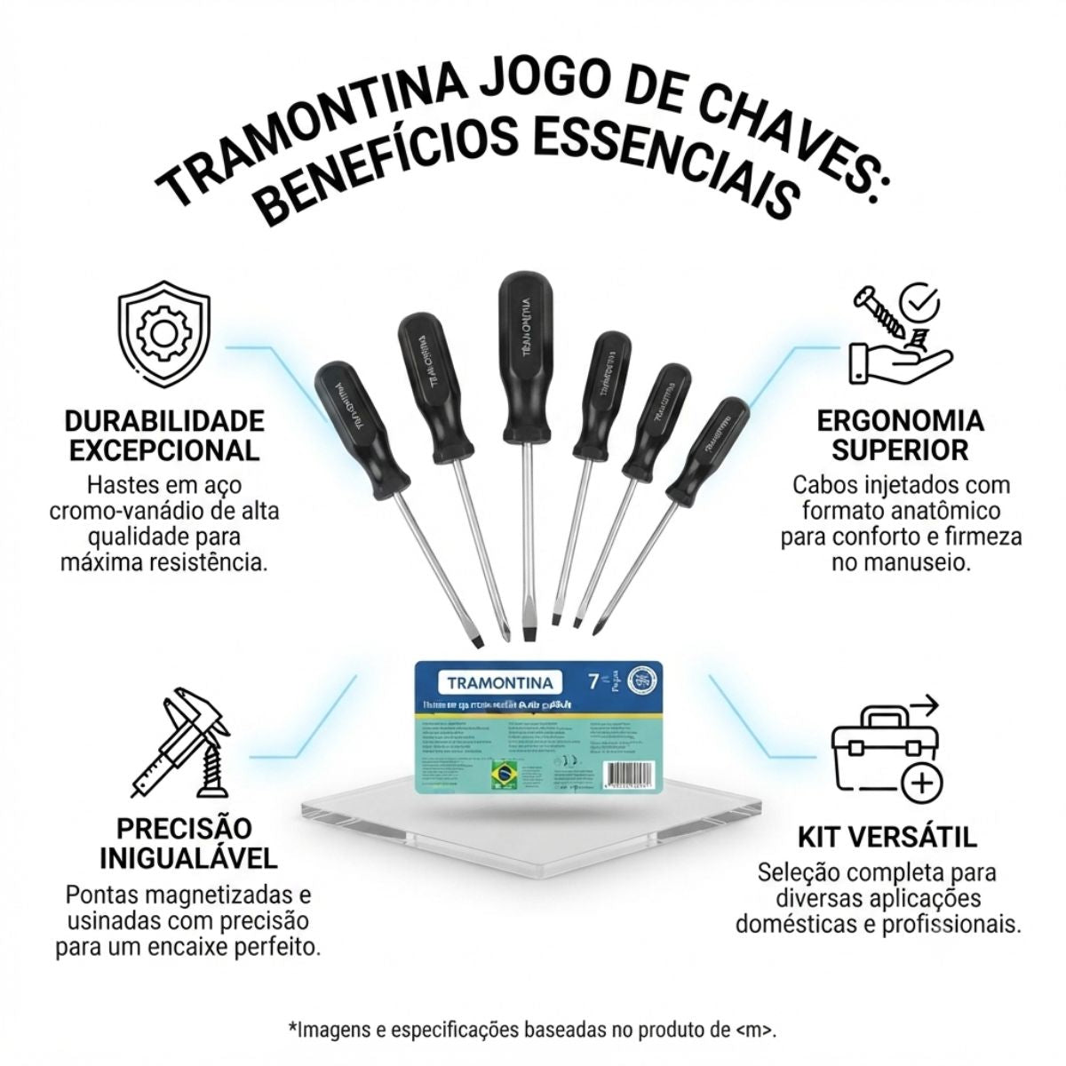Jogo de Chaves de Fenda e Phillips 7 Peças Tramontina