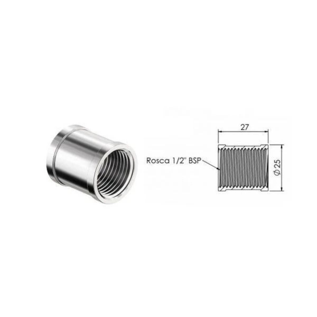 Luva de Redução Cromada 1/2" x 20mm Censi