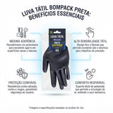 Luva Tátil PU Tamanho M Preta Bompack
