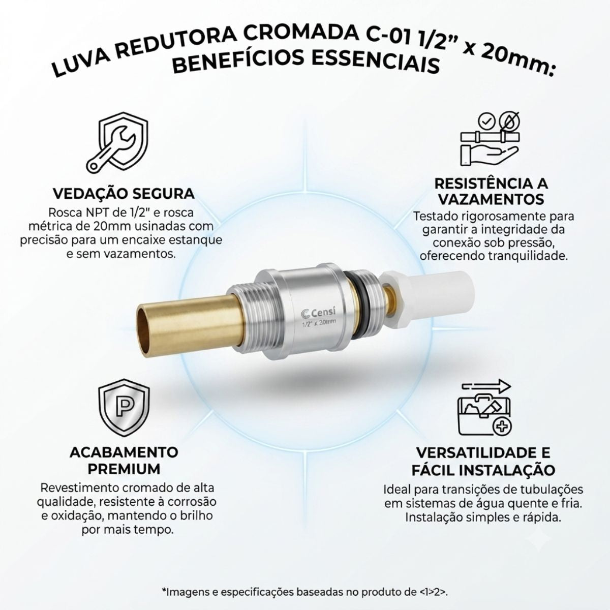 Luva Cromada 1/2" x 20mm Censi