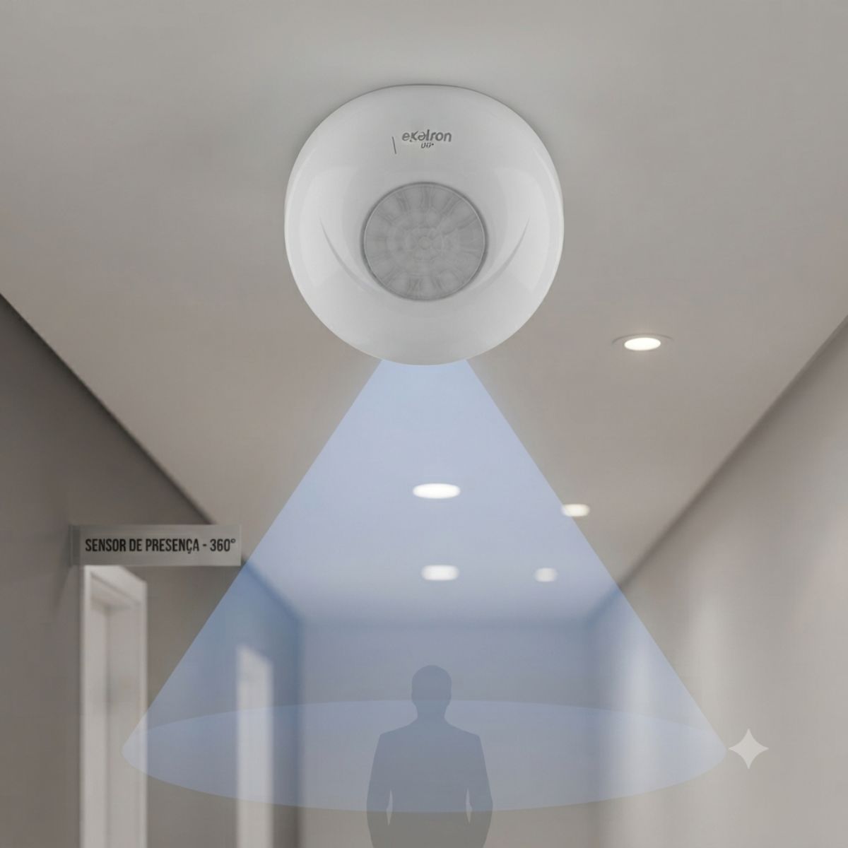 Sensor de Presença de Teto 360° DIP Exatron
