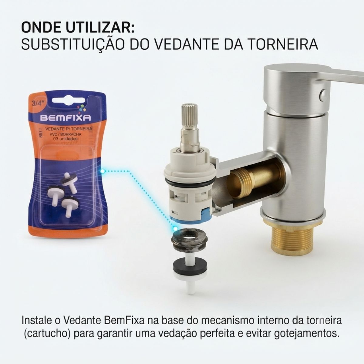 Vedante para Torneira 3/4" com 3 Peças BemFixa