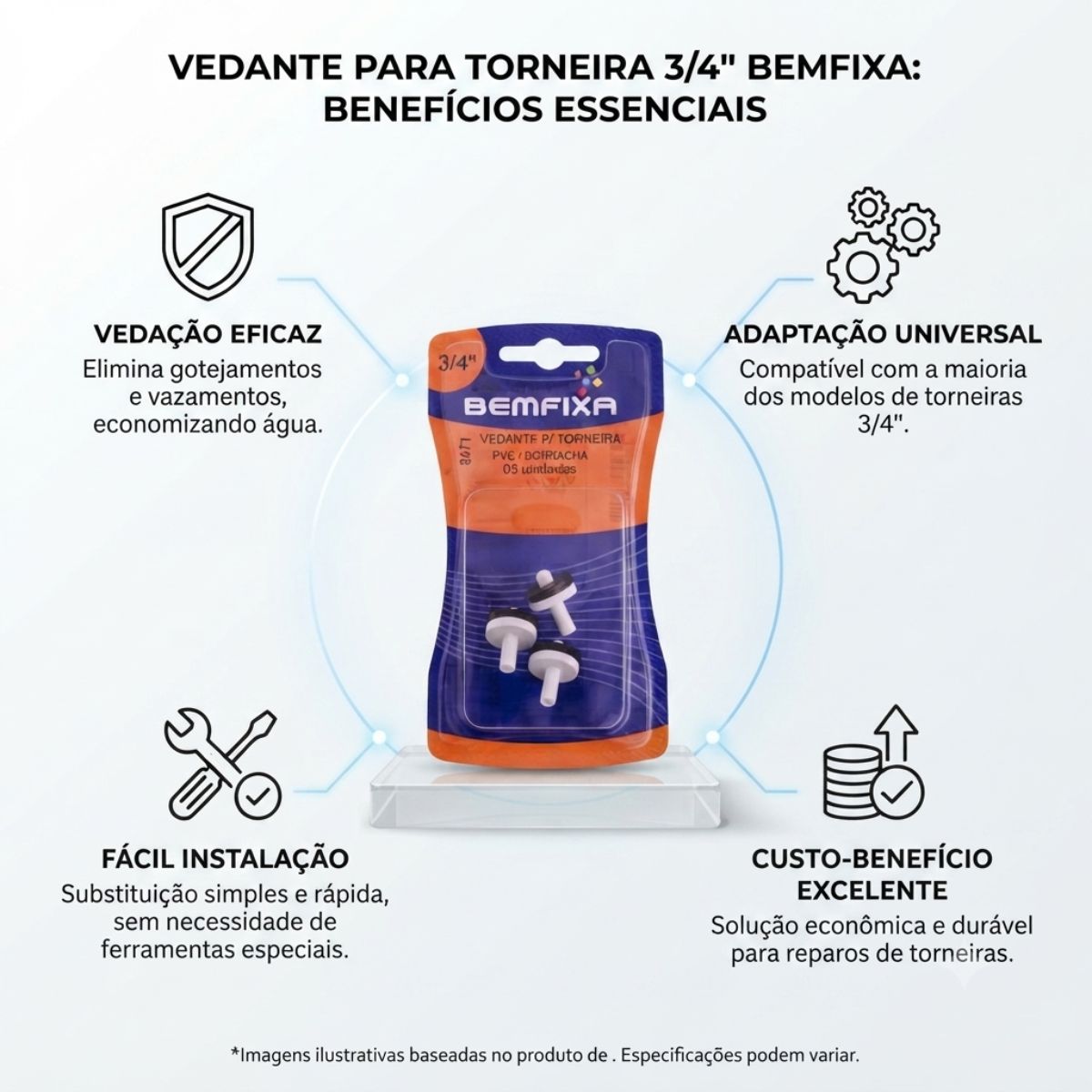 Vedante para Torneira 3/4" com 3 Peças BemFixa