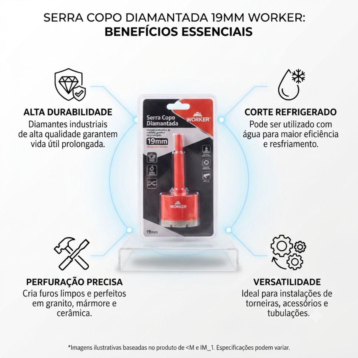 Serra Copo Diamantada 19 mm Worker