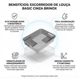 Escorredor de Louça Basic Cinza Brinox