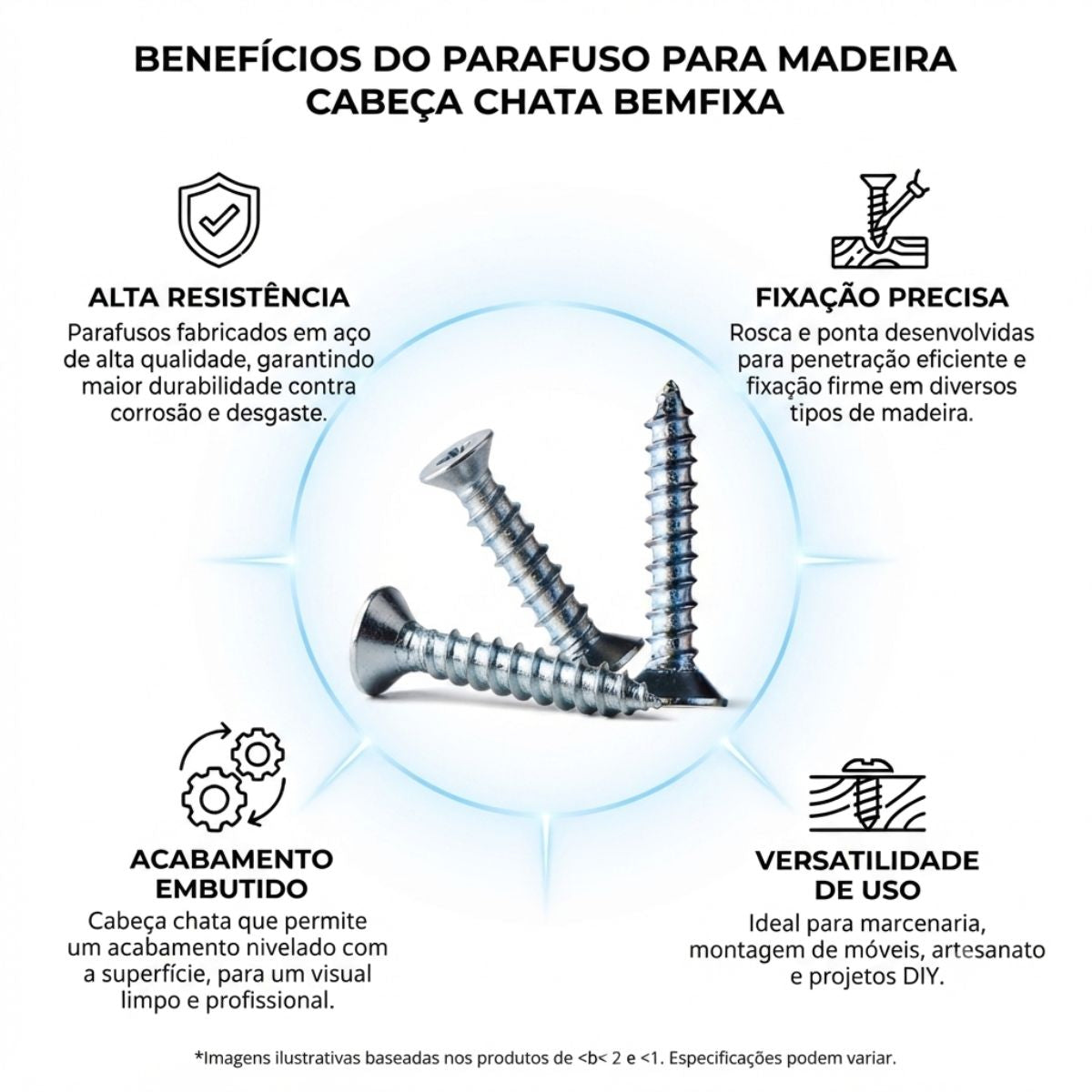 Parafuso para Madeira Cabeça Chata BemFixa